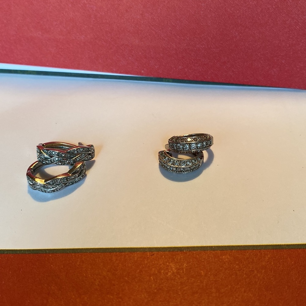 Earrings bundles 1 medium 1 small hoops with stones.